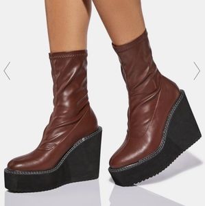 Dolls Kill Sock Wedge Boots